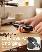 Elementi Rechargeable Milk Frother Wand & Drink Mixer Handheld - Powerful USB-C Rechargeable Frother - Hand Held Milk Foamer Whisk to Make Perfect Cappuccinos, Lattes & Drink Mixes (Mint Green)