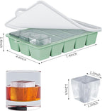 Silicone Ice Cube Tray 3 Pack - Easy Release ice cube tray with lid, BPA Free Ice Cubes Trays for Freezer,ice cube mold for Cocktail,Whiskey (Black+Grey+Mint)