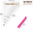 LotFancy 500Pcs Piping Bags 10 Inch, Thick Tipless Piping Bags, Non-Slip Disposable Pastry Bag for Royal Icing, Cookies, Cake Decorating