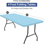 homing Rectangle Table Cloth Cover, Waterproof Polyester Elastic Fitted Tablecloth, Fits for 4 Foot Folding Tables, Washable Table Protector for Picnic, Camping, Outdoor (Light Blue, 24" x 48")