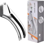 Croomi Garlic Press Stainless Steel - Premium Professional Mincer Tool - Rust Proof & Dishwasher Safe - Garlic Presser & Masher - Ginger Crusher with Soft Ergonomic Handle - Easy to Squeeze & Clean