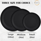 Wrova Wheat Straw Plates - 10 Inch Unbreakable Dinner Plates Set of 8 - Dishwasher & Microwave Safe Plastic Plates Reusable - Lightweight Plate for kitchen,camping (Pure Black)
