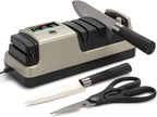 Light Blonde 5 in 1 Electric Knife Sharpener with LCD Screen for Kitchen Knives, 3 Rotational Speed Electric kitchen Knife Sharpener for Straight,Serrated, Ceramic Knives,Scissors & Axes