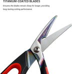 LIVINGO Heavy Duty Kitchen Scissors - Titanium Coated Sharp Poultry Shears Multipurpose for Cutting Chicken Bones, Meat, Vegetable Food, 9.5 Inches Comfortable Grip with Safe Lock