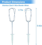 2-Pack Stainless Steel 4-Wire Blender Whisk Compatible with Braun HM3000 HM4644 HM5100 HM1010 Mixer - Durable Eggbeater Replacement Parts for Blending, Whisking, and Stirring