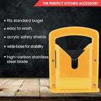 Slyce - Bagel Slicer, Bagel Cutter with Safety Shield and Safe Grip, Bagel Holder for Cutting Large and Small Bagels, Stainless Steel Blade (Yellow)