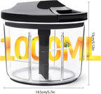LHS Manual Food Processor Large Vegetable Chopper, 1000ML Pull String Chopper Garlic Mincer Onion Cutter for Veggies,Salad,Fruits, Nuts, BPA Free, Black