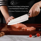 7 Inch Santoku Knife Sharp Knife Home Cooking Chef Gifts for Women Men: Sharp Kitchen Knife Ultra-Smooth Cutting Experience,All-Around Performance 50Cr15Mov Stainless Steel,Ergonomic Black Handle