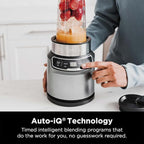 Ninja BN401 Nutri-Blender Pro with Auto-iQ, 1100W Motor (2) 24oz Cups (Renewed) Bundle with Deco Essentials Collapsable Water Bottle and 2 YR CPS Enhanced Protection Pack