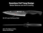 BRODARK Damascus Knife Set 3 PCS: Sharp Damascus Kitchen Knife Set, Professional Japanese Chef Knives with Ergonomic Full-Tang ABS Handle for Home, Restaurant (Dark Horse Series)