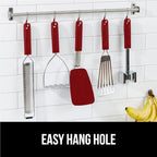 GORILLA GRIP Patented BPA-Free Non-Scratch Spatula, 2 Pack, Heat Resistant Flexible Silicone Head for Nonstick Cooking Pans, Soft Rubber Handle, Kitchen Spatulas for Flipping Eggs, Pancakes, Red