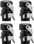 WOTOR Champagne&Wine Bottle Stoppers Stainless Steel with Food Grade Silicone, Leak Proof Keep Fresh Reusable Saver, Cork Suitable for Wine, Champagne, Cava, Prosecco and Sparkling (4 Pack Silver）