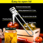 Adjustable Stainless Steel Jar Opener, 2026 New Multifunctional Stainless Steel Can Opener, Jar Lid Opener for Weak Hands, Jar Lid Gripper Bottle Opener Kitchen Accessories (1)