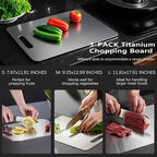 Titanium Cutting Board Set of 3,100% Pure Titanium Cutting Boards for Kitchen Double Sided,Hygiene Durable Dishwasher,Fruit & Vegetables （3P-S)