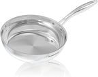 SUNHOUSE – 8 Inch / 20 cm Stainless Steel Frying Pan, Tri-Ply Stainless Steel Construction, PFOA-FREE, Stay-Cool Handle, Induction Compatible with All Cooktops, Dishwasher Safe