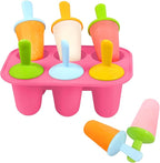 Miaowoof Silicone Popsicles Molds for Toddlers, 6-Cavity Non-BPA Premium Silicone Small Popsicle Molds, Ice Pop Mold with 6 Colorful Reusable Sticks for Kids (Pink)