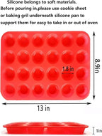 Mini Muffin &Cupcake Set, 24 Cups 2-Pieces, Nonstick Silicone Baking Pan, BPA Free and Dishwasher Safe, Great for Making Muffin Cakes, Tart, Bread (24 Cups Red,2 PCS)