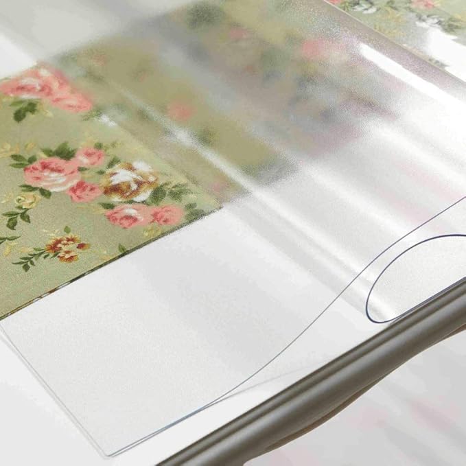 NECAUX Custom 18 x 51 Inch Frosted Table Cover Protector, 1.5mm Thick Plastic Heavy Duty Table Pad Desk Mat Desk Protector for Office Computer Writing Desk, Sofa Table, Media Stand, Coffee Table