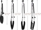 4 Pack Silicone Kitchen Cooking Tongs Set, Stainless Steel Nonstick Food Tong with BPA Free Silicone Tips for Serving Pasta Spaghetti Steak Pie Pizza Salad Vegetable Fruit Grilling BBQ Buffet 9" & 12"