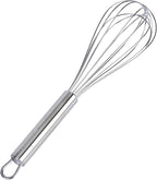 Restaurantware-German Standard 10.6 Inch French Whisk, 1 Dishwashable Kitchen Wire Whisk - Ergonomic Handle, Durable, Stainless Steel French Whip, For Blending, Stirring, Mixing Of Ingredients