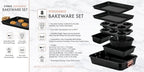 Nonstick Ceramic Bakeware Set – 8 Piece Baking Pans Set, Oven Safe to 450°F, Includes Muffin Pans, Cookie Sheets, Loaf, Roaster, Round & Square Pans, BPA-Free