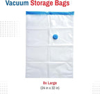 Spacesaver 8 Pack Large Vacuum Storage Bags for Comforters, Blankets & Clothes – Vacuum Sealed Compression Bags with Hand Pump – Space Saver Storage Bags for Bedding, Moving, Travel & Organization