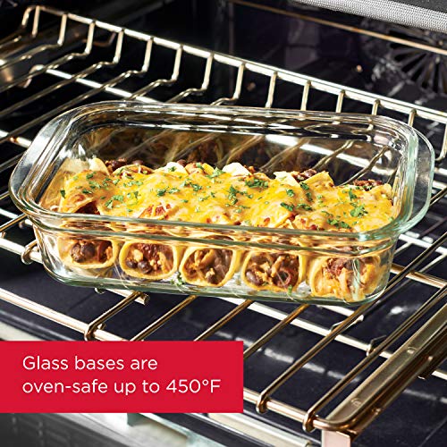 Brilliance Glass Storage Set of 4 Food Containers, Clear & Brilliance Glass Storage 3.2-Cup Food Containers with Lids, 4-Pack (8 Pieces Total), BPA Free and Leak Proof, Medium, Clear - view 4