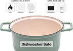 Misen 5.5 QT Enameled Cast Iron Dutch Oven - Chip-Resistant Enamel Coating - Thick Iron Core For Heat Retention - Large Cooking Surface - Oven Safe, Induction Compatible - Grill and Silicone Lid, Blue
