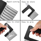 Crinkle-Cutter for Veggies-Salad-Chopper Knife Stainless-Steel-Blade Wavy for Potato Carrot Veggies,Serrator Salad Chopping Knife French Fry Slicer