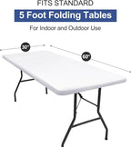 homing Rectangle Table Cloth Cover, Waterproof Polyester Elastic Fitted Tablecloth, Fits for 5 Foot Folding Tables, Washable Table Protector for Picnic, Camping, Outdoor (White, 30" x 60")