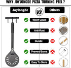 Pizza Turning Peel 7 Inch Round Anodized Aluminum Perforated Pizza Peel Turner With Metal Handle Pizza Paddle Spinner For Outdoor Pizza Oven Accessories