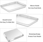 Deedro Baking Sheet with Rack Set [2 Sheets + 2 Racks], Stainless Steel Cookie Half Sheets Baking Pan Oven Tray with Cooling Rack, 10 x 8 x 1 Inch, Heavy Duty, Non-toxic, Easy Clean