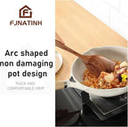 FJNATINH 3-Piece Teak Wooden Wok Spatula Set, Wooden Kitchen Utensil Set, 100% Natural Teak Wood Cooking Utensils