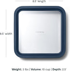 Caraway 6pc Glass Food Storage Set – 10 Cup Food Containers (6) - Ceramic Coated - Non Toxic, Non Stick with Lids - Microwave Safe - Navy