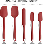 Coukre Silicone Spatula Set of 5,High Temperature Resistant, Food Grade Silicone, Dishwasher Safe, for Baking, Cooking (Pure Red)