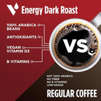 VitaCup Energy Dark Roast Coffee Pods, Boost Focus & Metabolism, Antioxidants, B Vitamins, Bold & Smooth,100% Arabica Coffee, Recyclable Single Serve Pod Compatible with Keurig K-Cup Brewers,64 Ct