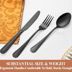 40 Pcs Black Silverware Set for 8 with Pearled Edge Handle design, Food Grade Stainless Steel Flatware Set, Eating Utensils Sets Include Fork/Knife/Spoon, Reusable Cutlery Set, Dishwasher Safe