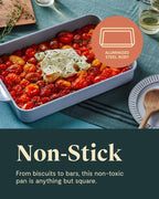 Caraway Non-Stick Ceramic 9”x13” Rectangle Pan - Naturally Slick Ceramic Coating - Non-Toxic, PTFE & PFOA Free - Perfect for Brownies, Lasagnas, and More - Cream