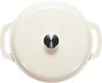 Amazon Basics Cast Iron Dutch Oven Pot with Lid, Enameled, Round, Dual Handles, Heavy-Duty, Large, 7.3-Quart, White