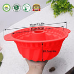 Kenond 9.5 Inch Silicone Cake Pans, Non-stick Fluted Cake Pan with Sturdy Handle, Cake Baking Molds, Perfect Bakeware for Cake, Jello, Gelatin, Bread, Para Gelatinas (Red)