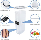 Airtight Food Storage Containers with Lids, Clear Pantry Canister Set for Kitchen Organization, Stackable Organizers for Flour, Sugar, Cereal, Rice, BPA Free Plastic 24 Pack with Different Sizes