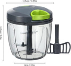 Cambom Manual Food Chopper Vegetable Cutter, Hand String Vegetable Chopper Onions Cutter for Vegetable Fruits Nuts BPA Free Food Safe Material, 900ml Grey