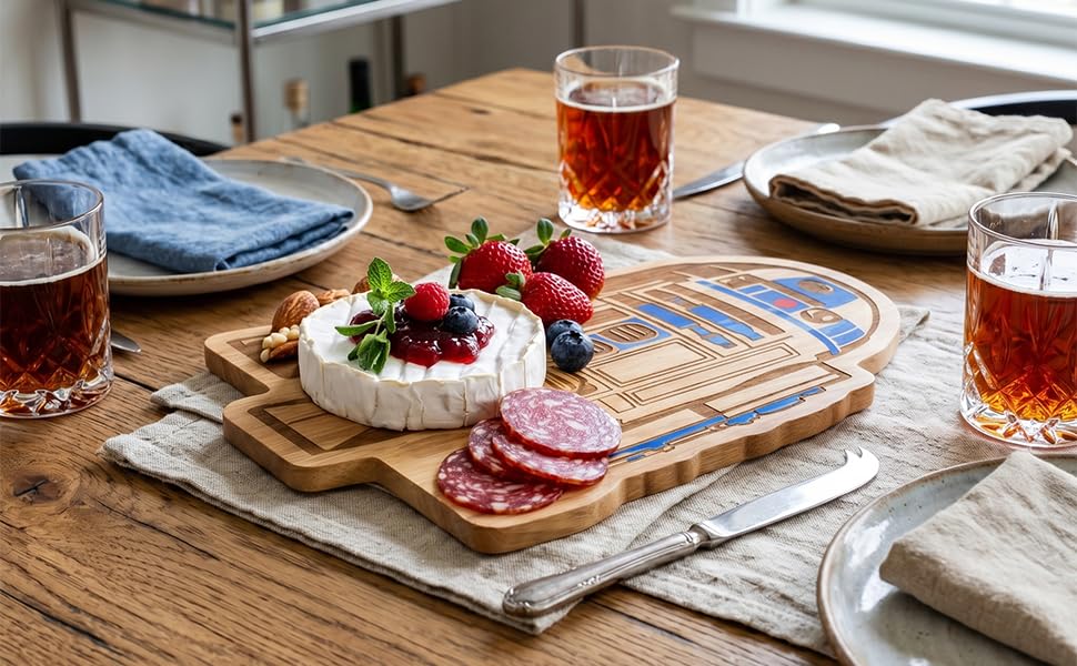 Star Wars R2 D2 16 Inch Cutting Board, Wooden Serving and Charcuterie Board, Kitchen Prep Board with Food Safe Design and Wall Display Feature for Fans, (Parawood) - view 7