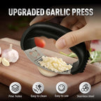 Stainless Steel Garlic Press Rocker, 2025 New Garlic Mincer and Garlic Crusher, Easy-Squeeze Garlic Tool with Peeler and Cleaning Brush for Smashing Garlic (A2-2Pcs)