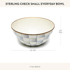 MACKENZIE-CHILDS Enamel Everyday Bowl, Serving Bowl for Entertaining, Small, Gray-and-White Sterling Check, Set of 1