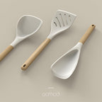 Silicone Cooking Utensils Set, 446°F Heat Resistant Silicone Kitchen Utensils for Nonstick Cookware, Kitchen Gadgets Spatula Set, Spoon, Turner, Tongs, Ladle, Whisk, BPA FREE (Cream White)