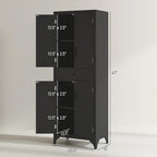 HOMCOM 67" Tall Freestanding Kitchen Pantry Cabinet, 4-Door Storage Cabinet with Drawer and Adjustable Shelves for Dining Room, Black
