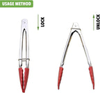 Small Tongs with Silicone Tips 7-Inch Mini Serving Tongs, Set of 6 (Green Red Blue Purple Pink Orange)