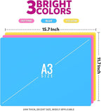 LEOBRO Silicone Mat, 3 PCS Silicone Mats for Crafts, Resin Molds, Play Dough Mat, Clay Mats, for Epoxy Resin, Crafts, Yellow & Hot Pink & Blue, 15.7”x 11.7