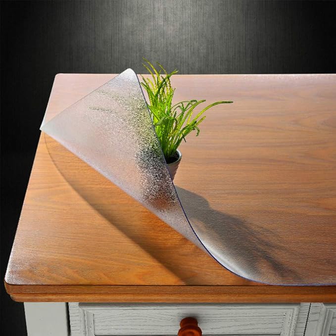 NECAUX Custom 23.6 x 90.6 Inch Frosted Table Cover Protector, 1.5mm Thick Water Resistant Plastic Non-Slip Protective Table Pad Decorative Tablecloth for Dining table Trainning Table, Conference Table